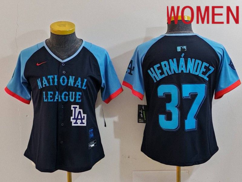 Women Los Angeles Dodgers #37 Hernandez Blue All star 2024 Nike MLB Jersey style 6->youth mlb jersey->Youth Jersey